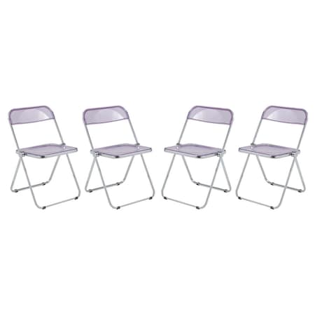Kd Lawrence Acrylic Folding Chair with Metal Frame, Magenta, 4PK KD3033008